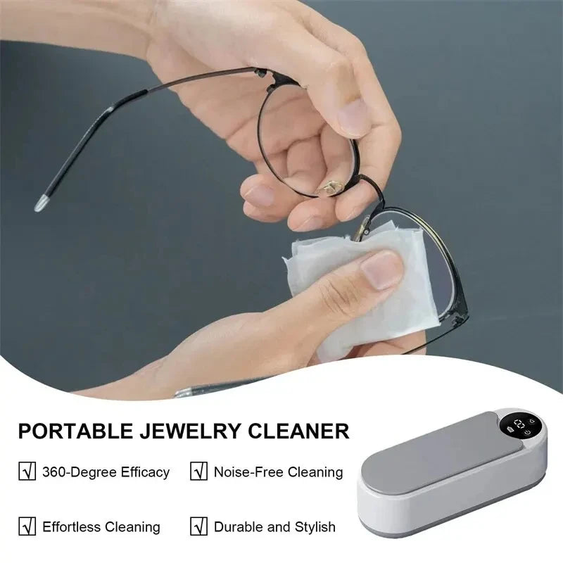 Pulitore a Ultrasuoni Portatile da 450ml - Macchina per la Pulizia di Gioielli, Occhiali, Orologi e Pennelli