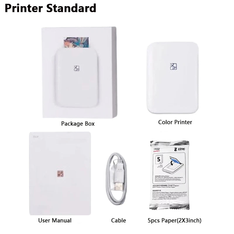 HPRT Mini Thermal Printer Color Photo Printer Bluetooth Smart Mobile Handheld Pocket Printing Machine For Gifts/Photos MT53 NEW