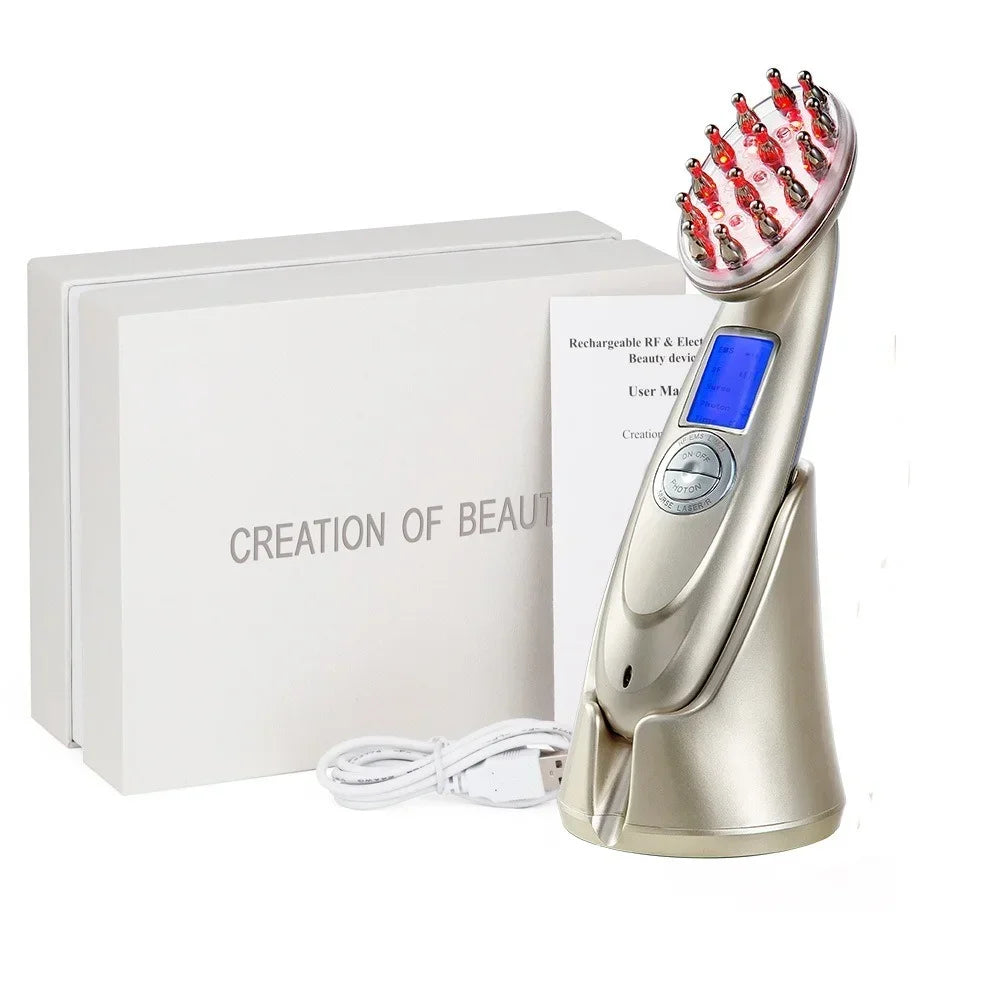 Spazzola Laser RF & EMS per Capelli – Massaggiatore Cuoio Capelluto con Terapia della Luce Rossa e Infrarossi
