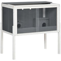 PawHut Gabbia per Criceti in Legno 82×45×81 cm - Habitat per Piccoli Animali con 2 Porte in Acrilico Grigio