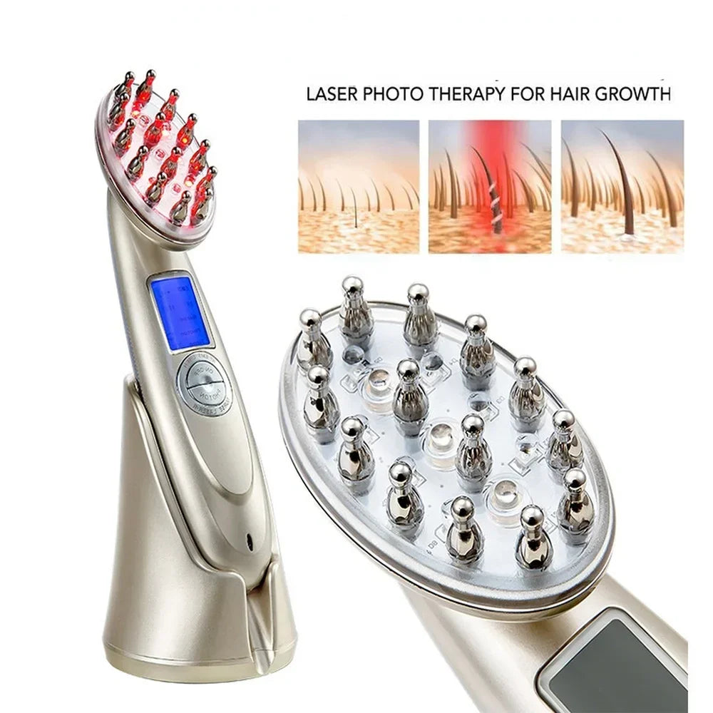 Spazzola Laser RF & EMS per Capelli – Massaggiatore Cuoio Capelluto con Terapia della Luce Rossa e Infrarossi