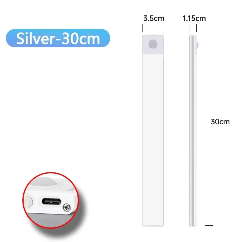 Barra LED Sotto Pensile con Sensore di Movimento - Lampada Ricaricabile USB-C