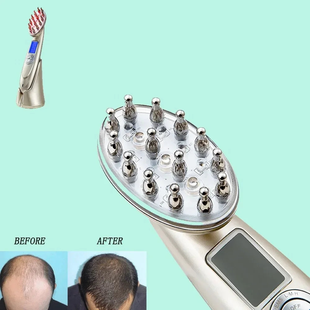 Spazzola Laser RF & EMS per Capelli – Massaggiatore Cuoio Capelluto con Terapia della Luce Rossa e Infrarossi