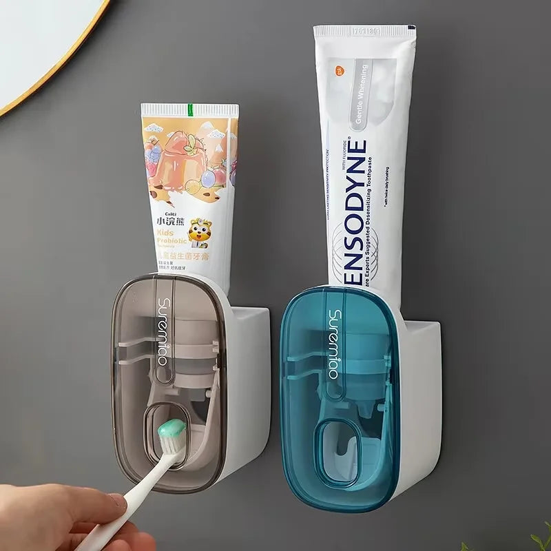 Dispenser Automatico di Dentifricio a Parete - Porta Spazzolini da Bagno Salvaspazio Senza Fori