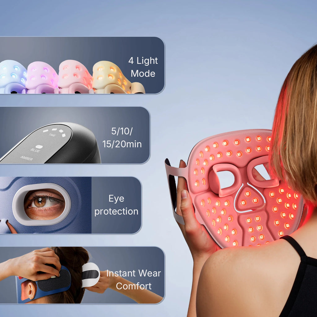 Maschera LED Viso Senza Fili – Terapia della Luce Rossa e Infrarossi 850nm Ricaricabile