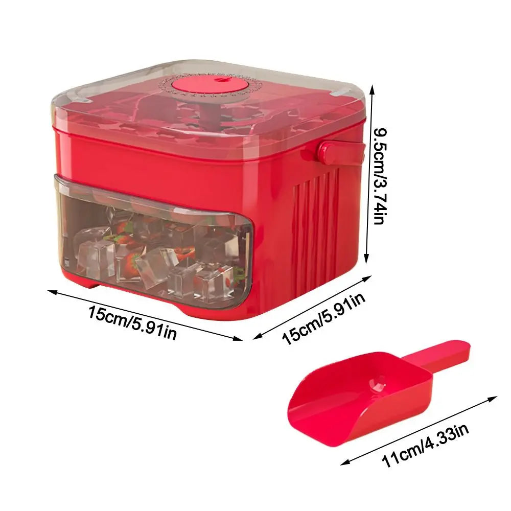 Fabbricatore di Ghiaccio a Doppia Scatola con Pulsante - Contenitore per 50 Cubetti di Ghiaccio con Rimozione Facile