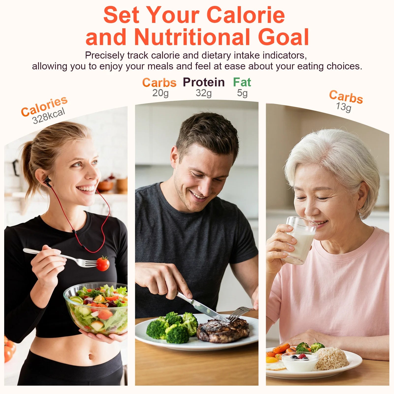 Smart Kitchen Scale Connects to Mobile App for Food Calorie Calculation Fitness Weight Loss Body Management,11 lb / 5kg