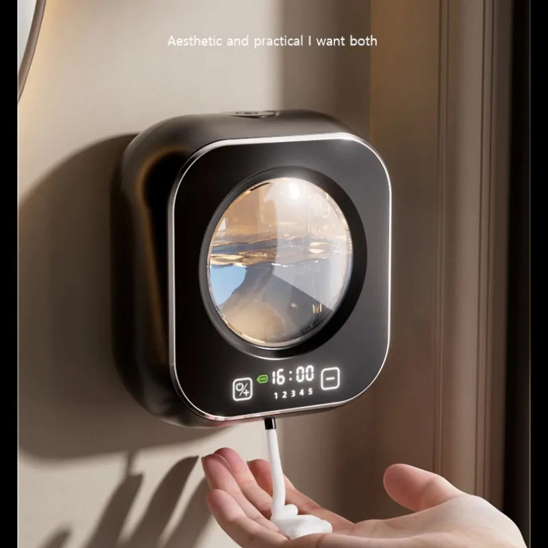Dosatore Automatico di Sapone con Sensore e Display LED - Dispenser da Parete Ricaricabile per Bagno e Cucina