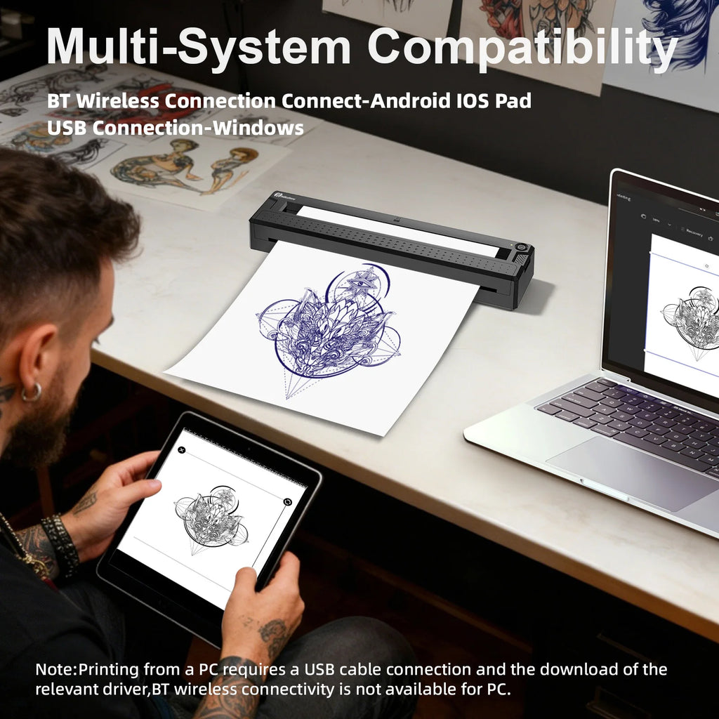 Stampante Termica Portatile Bluetooth – Mini Stampante Wireless per Stencil Tatuaggi e Documenti
