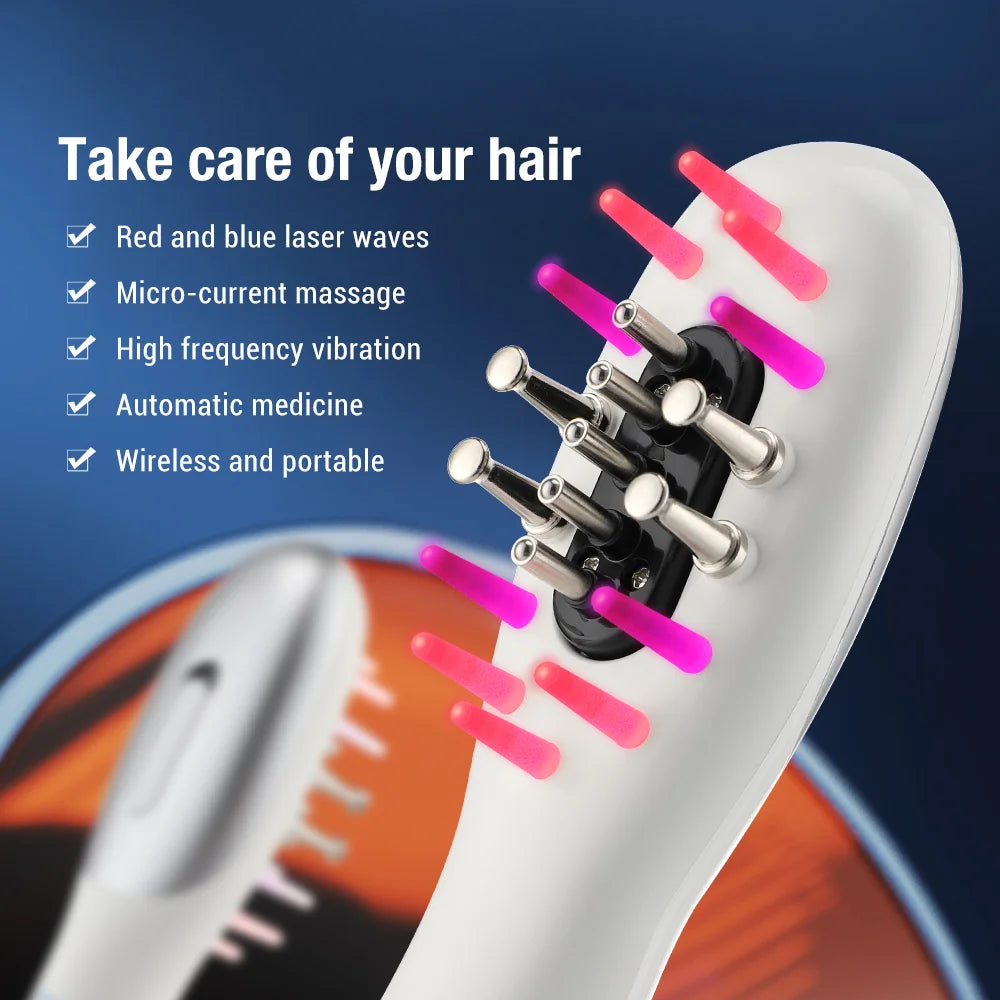 Pettine Massaggiatore Elettrico Smart – Spazzola Terapia Luce Rossa per Crescita Capelli e Anticaduta