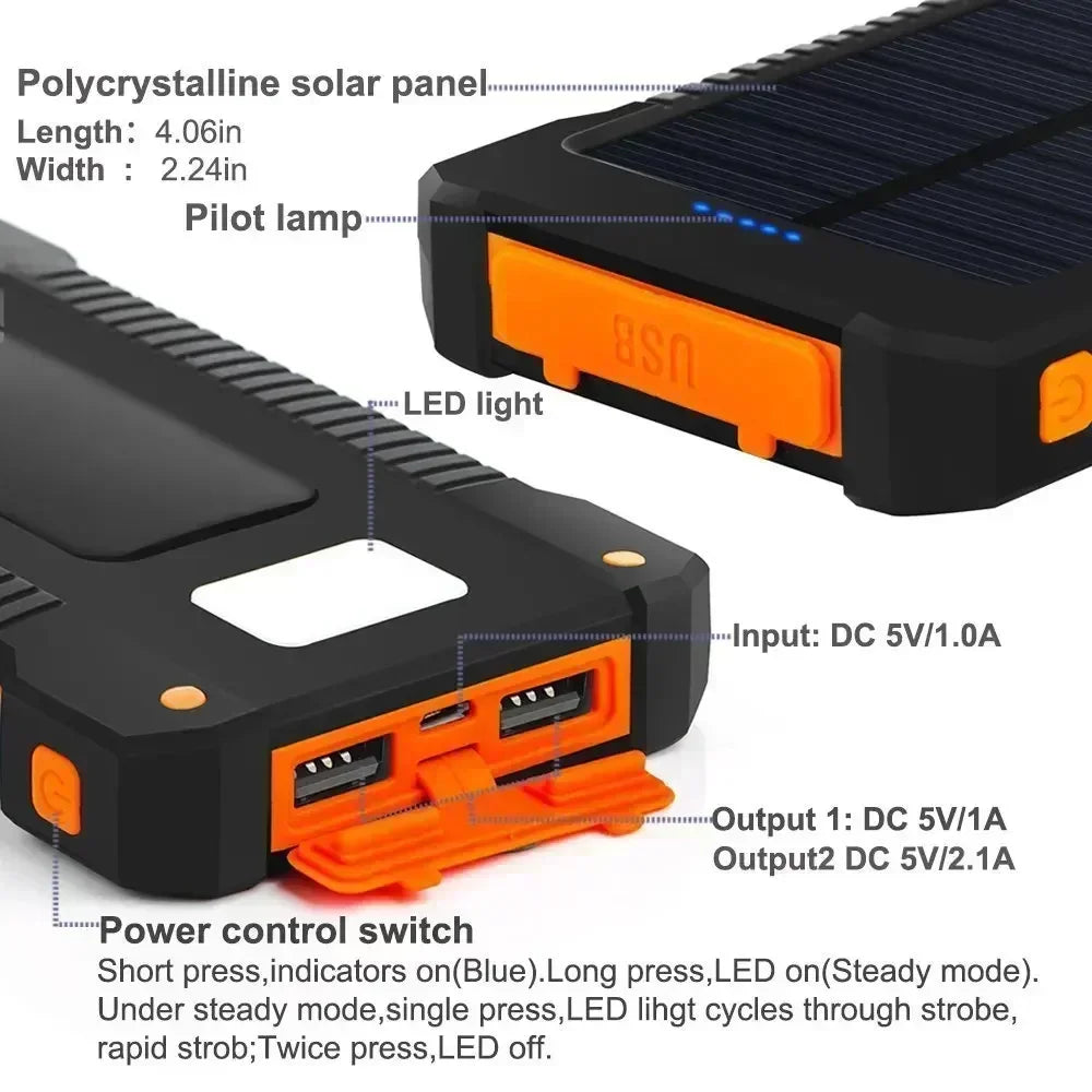 Power Bank Solare 20000mAh Impermeabile