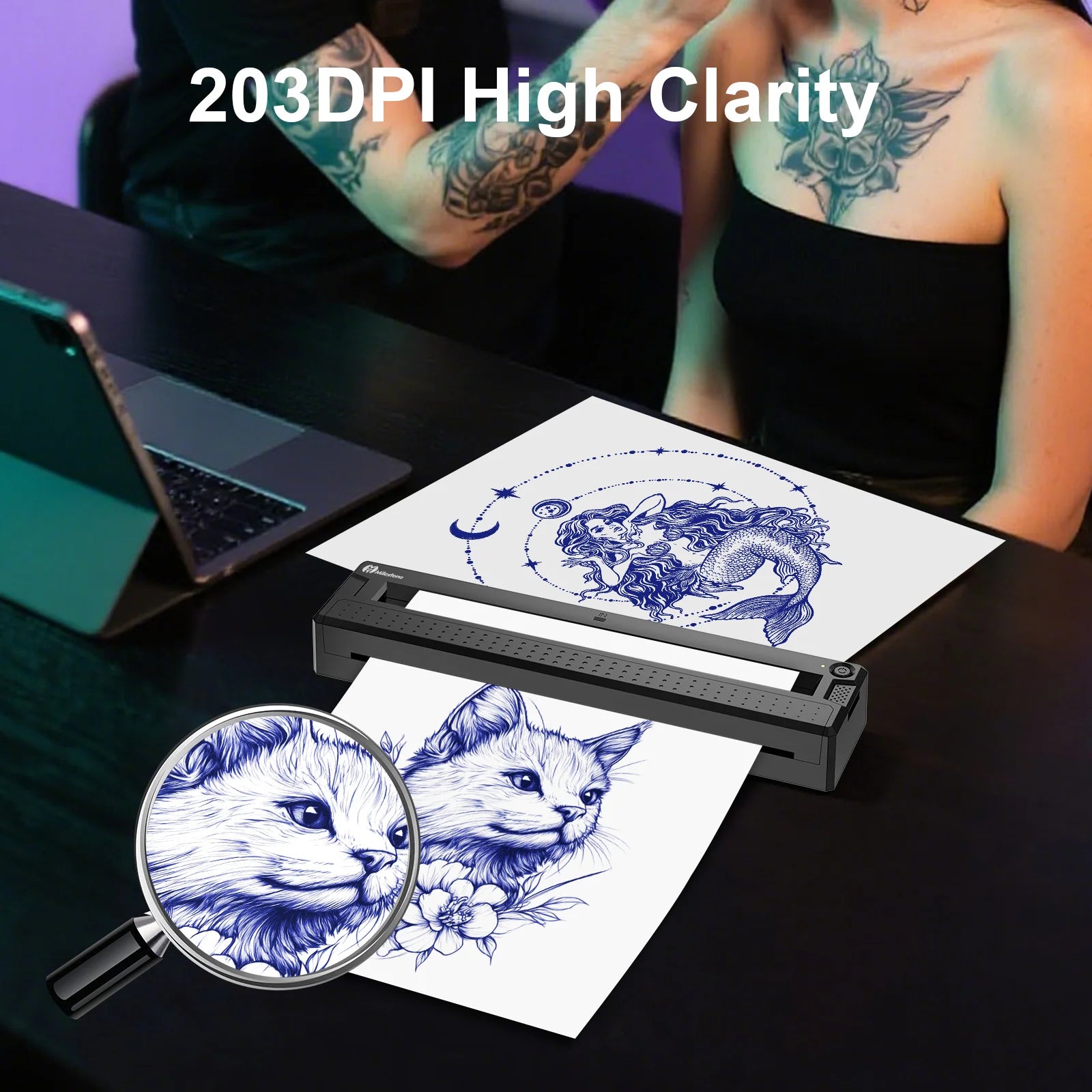 Stampante Termica Portatile Bluetooth – Mini Stampante Wireless per Stencil Tatuaggi e Documenti