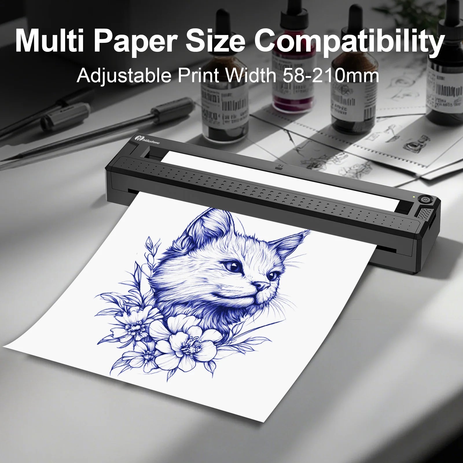 Stampante Termica Portatile Bluetooth – Mini Stampante Wireless per Stencil Tatuaggi e Documenti